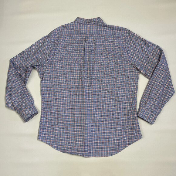Ralph Lauren Shirt Men's XL Slim Fit Stretch Oxford Blue Red Plaid Flesh Pony - Picture 11 of 11